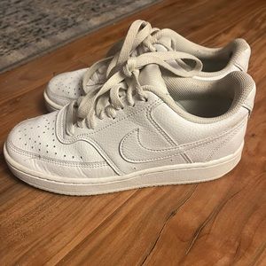 Nike All-White Leather Low Top Sneakers